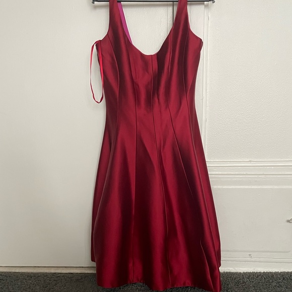 Aqua Dresses - Women’s Burgundy Corset Style Mini Dress - 2 - Picture 2 of 5
